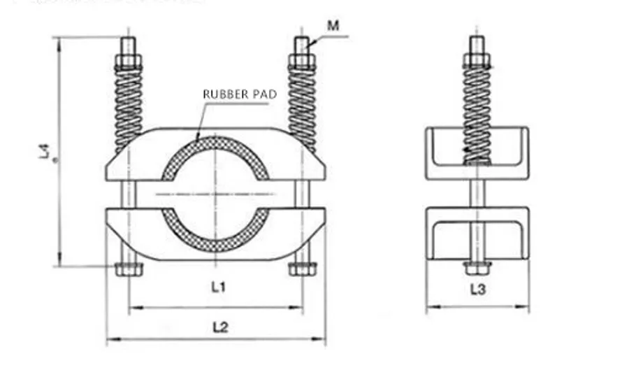 Aluminum Cable Cleat - Single Type - Technical Drawing