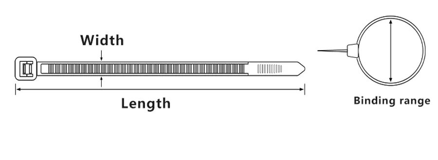 Nylon Standard Self-Lock Cable Tie - Technical Drawing